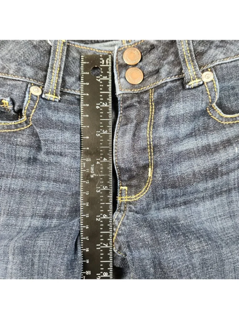 AE Low-Rise Artist Crop Jean Women's 8 American Eagle Double Button No Stretch - Picture 6 of 10